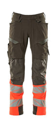 Broek met kniezakken 19179 - 18222 - donkerantraciet/hi-vis rood