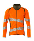 Sweatshirt met rits 19184 - 1433 - hi-vis oranje/mosgroen