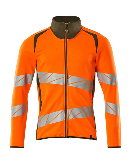 Sweatshirt met rits 19184 - 1433 - hi-vis oranje/mosgroen