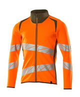 Sweatshirt met rits 19184 - 1433 - hi-vis oranje/mosgroen