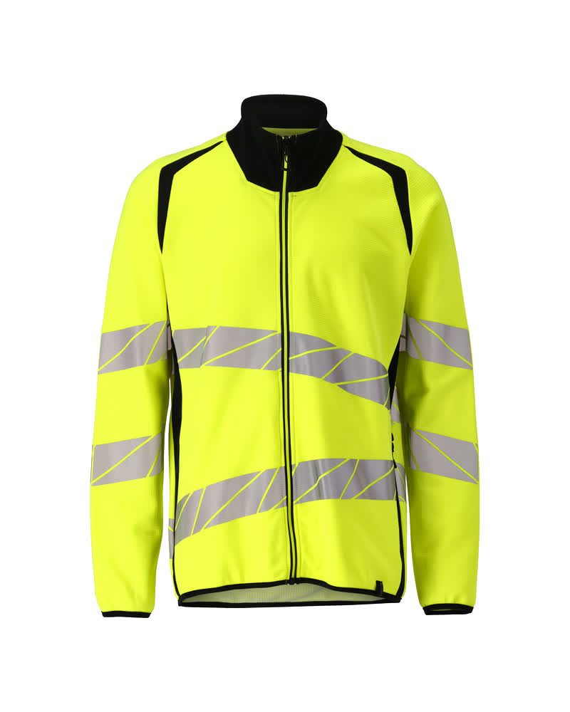 Sweatshirt met rits 19184 - 1709 - hi-vis geel/zwart