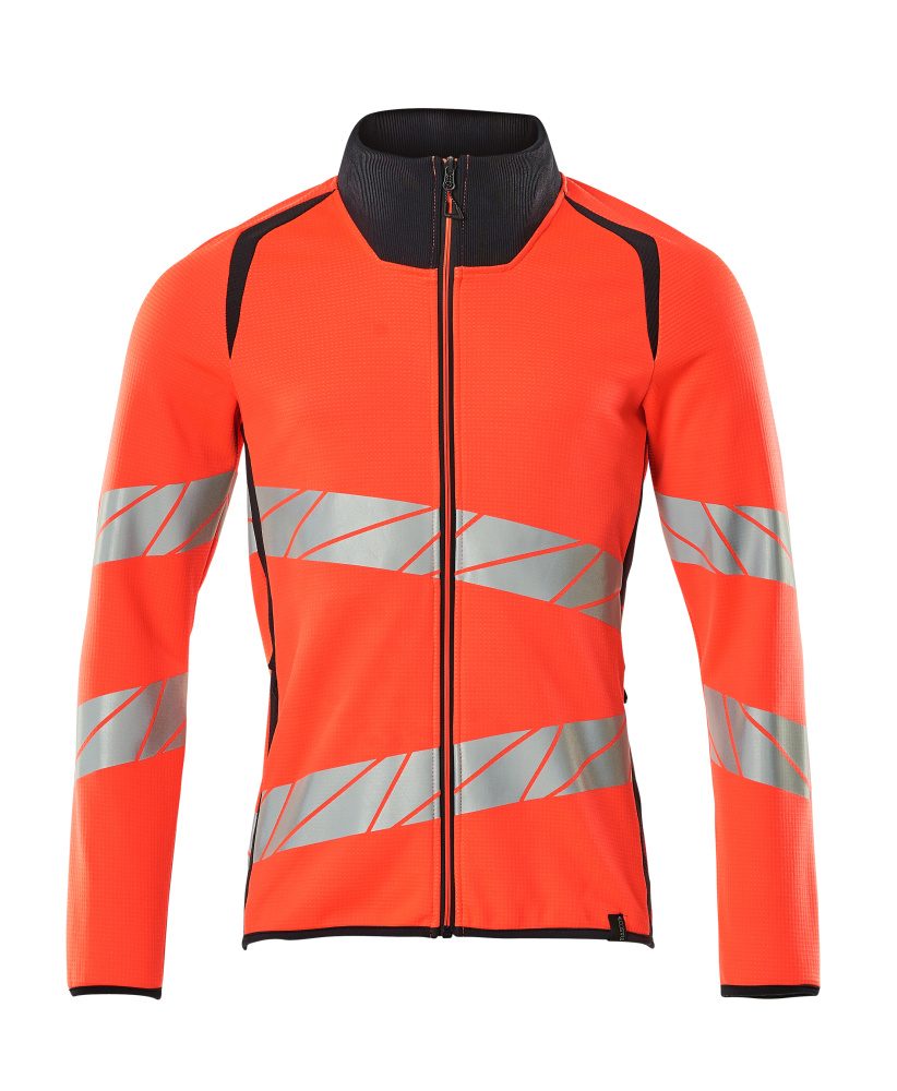Sweatshirt met rits 19184 - 22210 - hi-vis rood/donkermarine