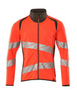 Sweatshirt met rits 19184 - 22218 - hi-vis rood/donkerantraciet
