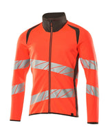 Sweatshirt met rits 19184 - 22218 - hi-vis rood/donkerantraciet