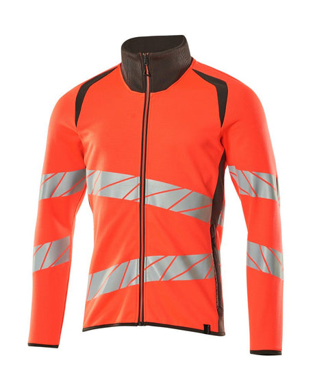Sweatshirt met rits 19184 - 22218 - hi-vis rood/donkerantraciet