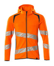 Capuchontrui met rits 19284 - 1444 - hi-vis oranje/donkerpetrol