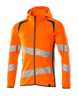 Capuchontrui met rits 19284 - 1444 - hi-vis oranje/donkerpetrol