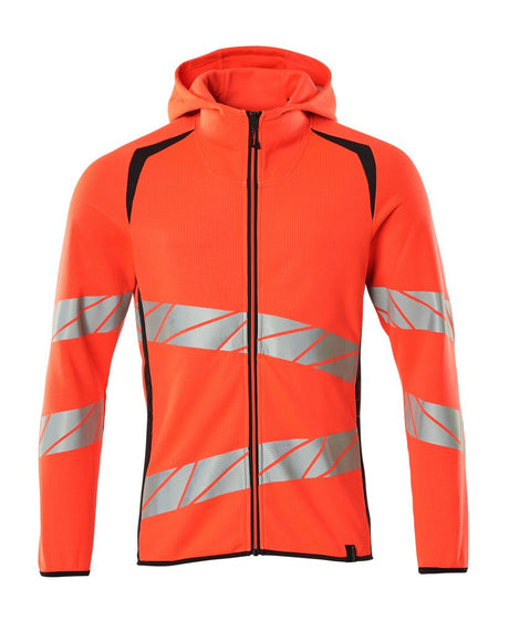 Capuchontrui met rits 19284 - 22210 - hi-vis rood/donkermarine