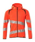Capuchontrui met rits 19284 - 22218 - hi-vis rood/donkerantraciet
