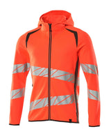 Capuchontrui met rits 19284 - 22218 - hi-vis rood/donkerantraciet