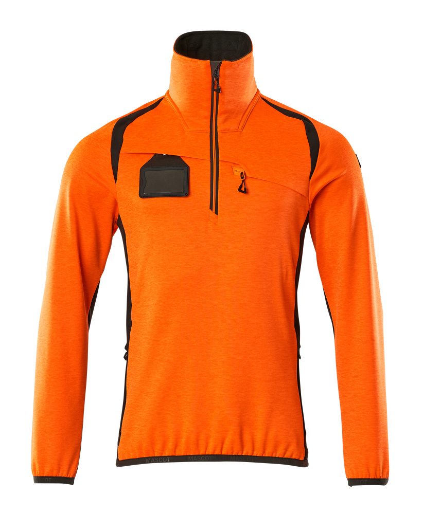 Fleecetrui met rits 19303 - 1418 - hi-vis oranje/donkerantraciet