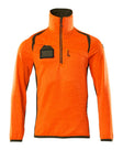 Fleecetrui met rits 19303 - 1433 - hi-vis oranje/mosgroen