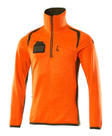 Fleecetrui met rits 19303 - 1433 - hi-vis oranje/mosgroen