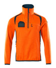 Fleecetrui met rits 19303 - 1444 - hi-vis oranje/donkerpetrol