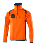 Fleecetrui met rits 19303 - 1444 - hi-vis oranje/donkerpetrol