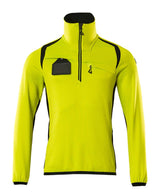 Fleecetrui met rits 19303 - 1709 - hi-vis geel/zwart