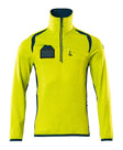 Fleecetrui met rits 19303 - 1744 - hi-vis geel/donkerpetrol