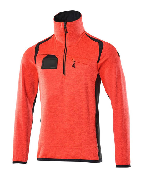 Fleecetrui met rits 19303 - 22210 - hi-vis rood/donkermarine