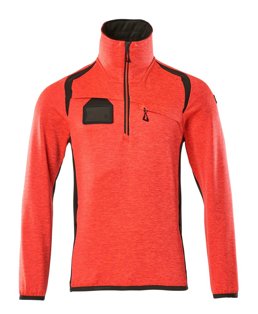 Fleecetrui met rits 19303 - 22218 - hi-vis rood/donkerantraciet