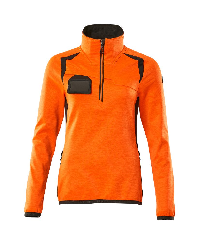 Fleecetrui met korte rits Dames 19353 - Hi-vis Oranje / Donkerantraciet (1418)