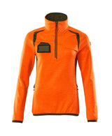 Fleecetrui met korte rits Dames 19353 - Hi-vis Oranje / Mosgroen (1433)