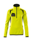 Fleecetrui met korte rits Dames 19353 - Hi-vis Geel / Zwart (1709)