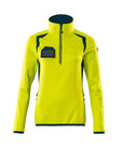 Fleecetrui met korte rits Dames 19353 - Hi-vis Geel / Donkerpetrol (1744)