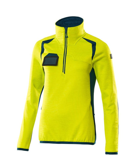 Fleecetrui met korte rits Dames 19353 - Hi-vis Geel / Donkerpetrol (1744)