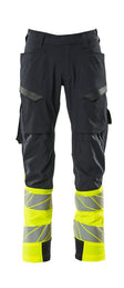Broek met dijbeenzakken 19379 - Donkermarine / Hi-Vis Geel