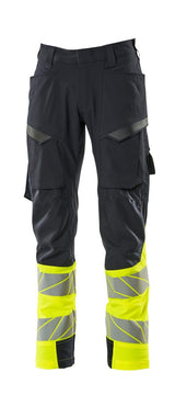 Broek met dijbeenzakken 19379 - Donkermarine / Hi-Vis Geel