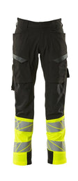 Broek met dijbeenzakken 19379 - Zwart / Hi-Vis Geel