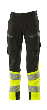 Broek met dijbeenzakken 19379 - Zwart / Hi-Vis Geel