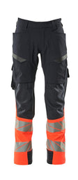 Broek met dijbeenzakken 19379 - Donkermarine / Hi-Vis Rood