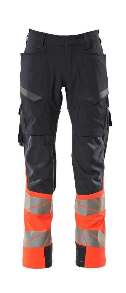 Broek met dijbeenzakken 19379 - Donkermarine / Hi-Vis Rood