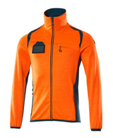Fleecetrui met rits 19403 - 1444 - hi-vis oranje/donkerpetrol
