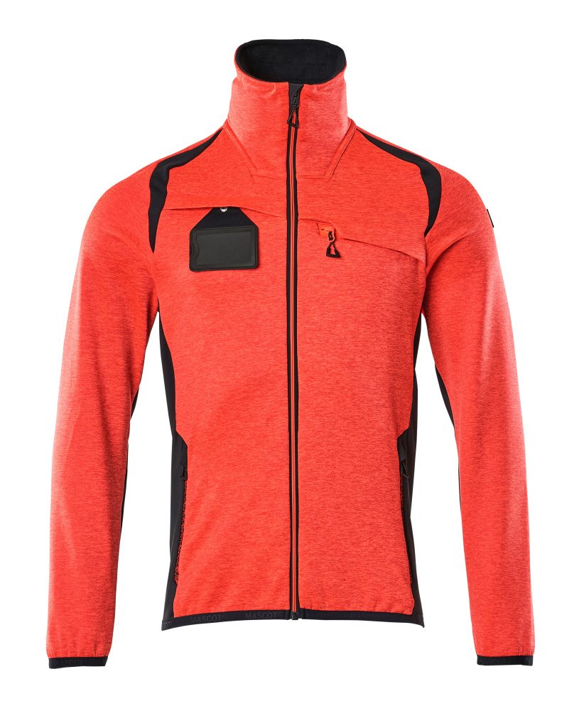 Fleecetrui met rits 19403 - 22210 - hi-vis rood/donkermarine