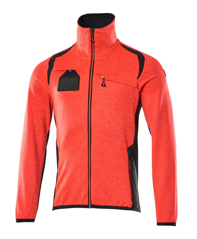 Fleecetrui met rits 19403 - 22210 - hi-vis rood/donkermarine
