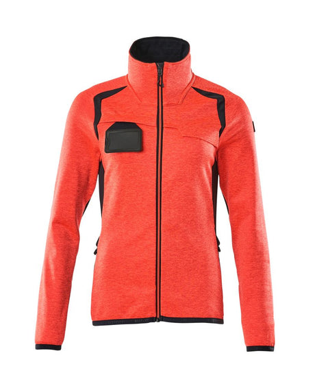 Fleecetrui met rits Dames 19453 - 22210 - hi-vis rood/donkermarine