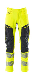 Broek met kniezakken 19479 - 17010 - hi-vis geel/donkermarine
