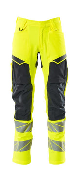 Broek met kniezakken 19479 - 17010 - hi-vis geel/donkermarine