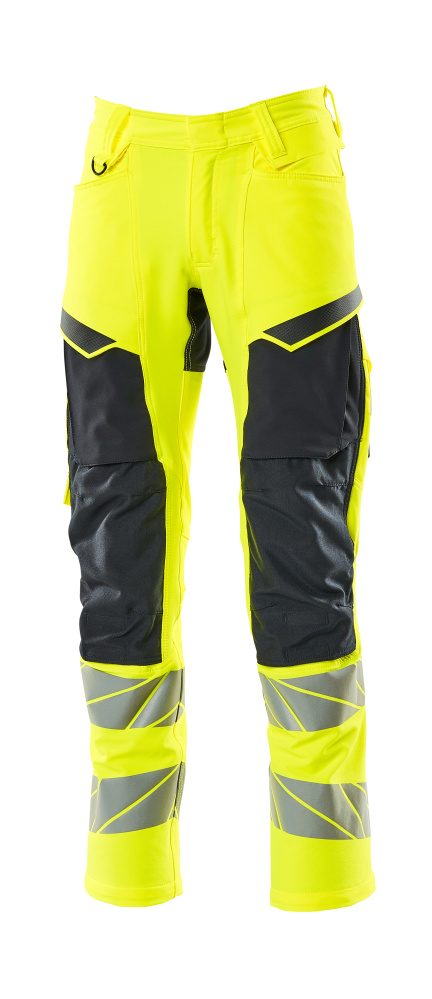 Broek met kniezakken 19479 - 17010 - hi-vis geel/donkermarine