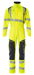 Overall met kniezakken 19519 - 17010 - hi-vis geel/donkermarine