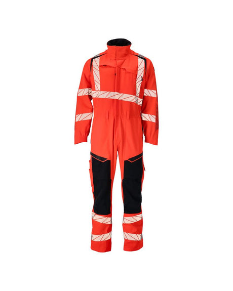 Overall met kniezakken 19519 - 22210 - hi-vis rood/donkermarine