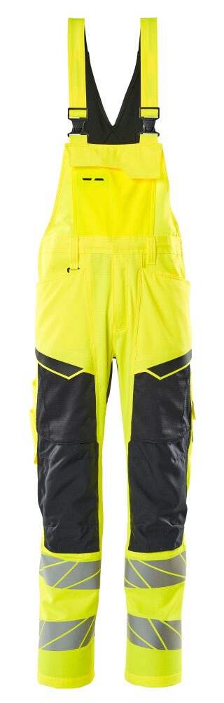 Amerikaanse overall met kniezakken 19569 - 17010 - hi-vis geel/donkermarine