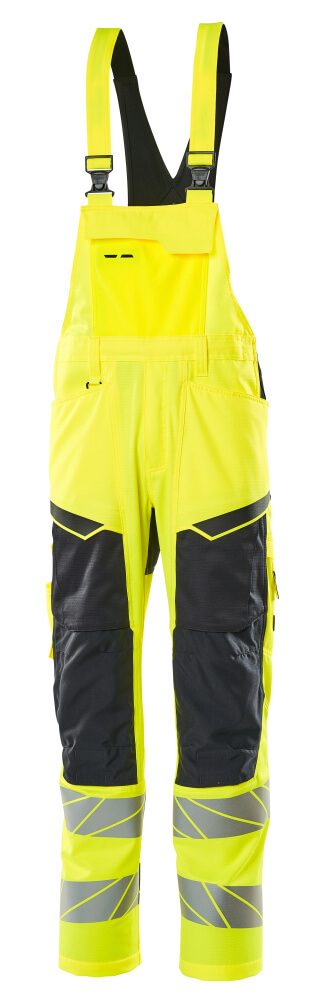 Amerikaanse overall met kniezakken 19569 - 17010 - hi-vis geel/donkermarine