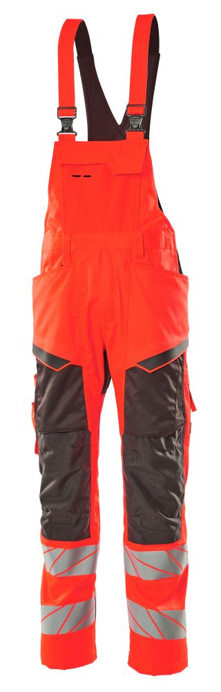Amerikaanse overall met kniezakken 19569 - 22218 - hi-vis rood/donkerantraciet