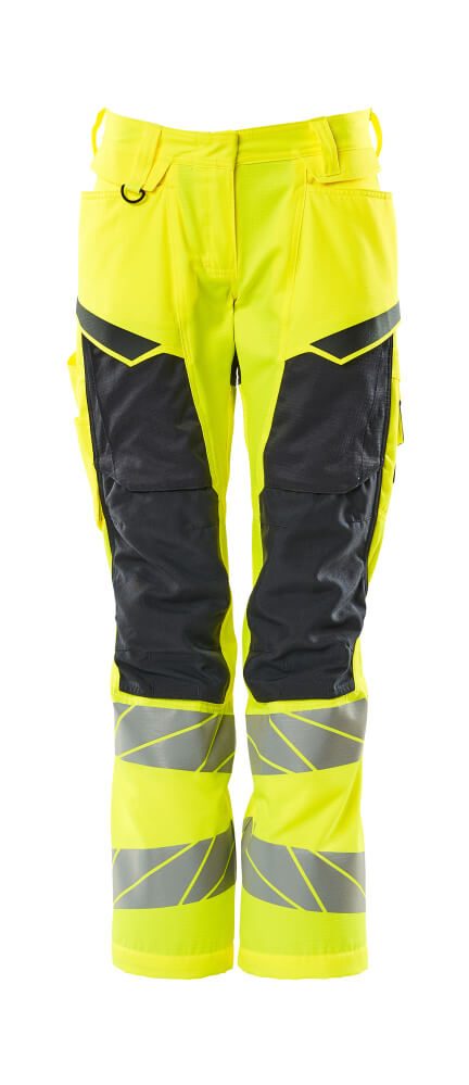 Broek met kniezakken Dames 19578 - 17010 - hi-vis geel/donkermarine