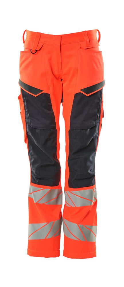 Broek met kniezakken Dames 19578 - 22210 - hi-vis rood/donkermarine