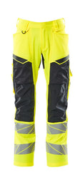 Broek met kniezakken 19579 - 17010 - hi-vis geel/donkermarine