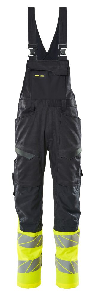 Amerikaanse overall met kniezakken 19669 - 01017 - donkermarine/hi-vis geel